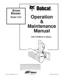 Bobcat Snow Blower 1412 Operation & Maintenance Manual preview