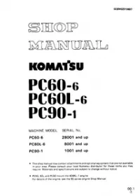 Komatsu PC60-6, PC60L-6, PC90-1 Excavator Service Manual preview