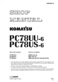 Komatsu PC78UU-6, PC78US-6 Excavator Service Manual preview