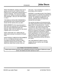 John Deere 335 Log Loader manual pdf