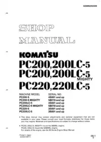 Komatsu PC200,LC-5 Mighty , PC220,LC-5 Hydraulic Excavator Service Repair Shop Manual  preview
