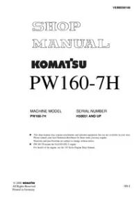 Komatsu PW160-7H Hydraulic Excavator Service Repair Shop Manual preview