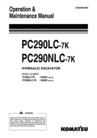 Komatsu PC290LC-7K, PC290NLC-7K Hydraulic Excavator Operation & Maintenance Manual  preview