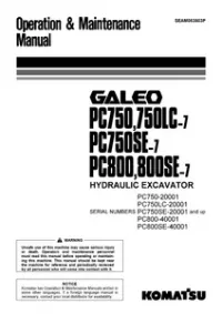 Komatsu PC750, 750LC, 750SE, 800, 800SE-7 Galeo Hydraulic Excavator Operation & Maintenance Manual preview