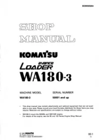 Komatsu WA180-3, WA180L-3 Wheel Loader Service Manual 50001 and up preview