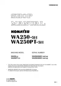 Komatsu WA250-5, WA250PT-5, WA250-5H Wheel Loader Service Manual preview