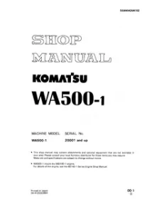 Komatsu WA500-1 Wheel Loader Service Repair Manual (S/N: 20001 and up ) preview