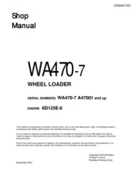 Komatsu WA470-7 Wheel Loader Service Repair Shop Manual (A47001 and up) preview