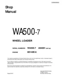 Komatsu WA500-7 Wheel Loader Service Repair Shop Manual (A94001 and up) preview
