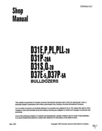 Komatsu D31E/P/P/PL/PLL/S/Q-20/20A and D37E/P-5/5A Bulldozers Shop Manual PDF preview