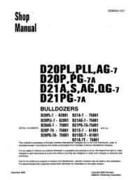 Komatsu Service D20 D21 Series Shop Manual Repair PDF preview