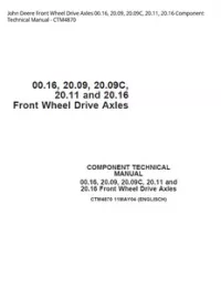 John Deere Front Wheel Drive Axles 00.16  20.09  20.09C  20.11  20.16 Component Technical Manual - CTM4870 preview