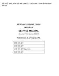Bell B35D  B40D  B50D ADT (Mk V) ARTICULATED DUMP TRUCK Service Repair Manual preview