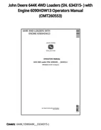 John Deere 644K 4WD Loaders (SN. 634315- ) with Engine 6090HDW13 Operators Manual - OMT260553 preview