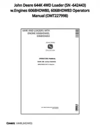 John Deere 644K 4WD Loader (SN -642443) w.Engines 6068HDW80  6068HDW83 Operators Manual - OMT227998 preview