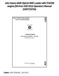 John Deere 644K Hybrid 4WD Loader with iT4/S3B engine (SN.from E651322) Operators Manual - OMT276750 preview