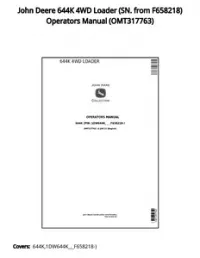 John Deere 644K 4WD Loader (SN. from F658218) Operators Manual - OMT317763 preview
