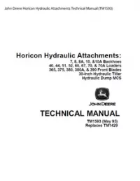 John Deere Horicon Hydraulic Attachments Technical Manual - TM1593 preview