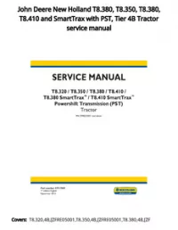John Deere New Holland T8.380  T8.350  T8.380  T8.410 and SmartTrax with PST  Tier 4B Tractor service manual preview