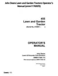 John Deere Lawn and Garden Tractors Operator`s Manual - omm117695f3 preview