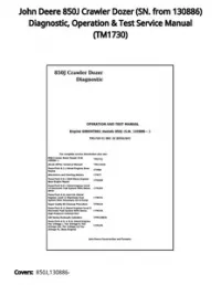 John Deere 850J Crawler Dozer (SN. from 130886) Diagnostic  Operation & Test Service Manual - TM1730 preview