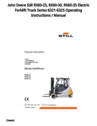 John Deere Still RX60-25  RX60-30  RX60-35 Electric Forklift Truck Series 6321-6325 Operating Instructions / Manual preview