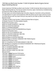 Mercury 15 MerCruiser Number GM Cylinder Marine Engines manual