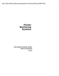 John Deere Planter Monitoring Systems Technical Manual - TM1270 preview