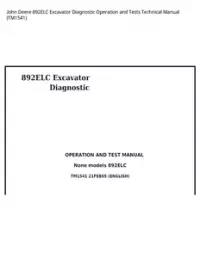 John Deere 892ELC Excavator Diagnostic Operation and Tests Technical Manual - TM1541 preview
