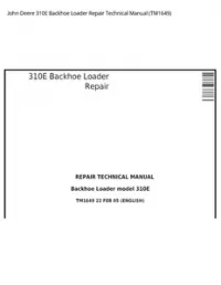 John Deere 310E Backhoe Loader Repair Technical Manual - TM1649 preview