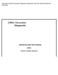 John Deere 230LC Excavator Diagnostic Operation and Test Technical Manual - TM1665 preview