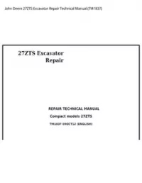 John Deere 27ZTS Excavator Repair Technical Manual - TM1837 preview