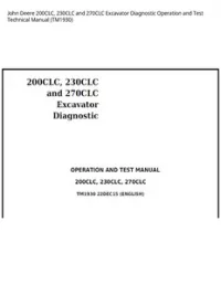 John Deere 200CLC  230CLC and 270CLC Excavator Diagnostic Operation and Test Technical Manual - TM1930 preview