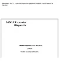 John Deere 160CLC Excavator Diagnostic Operation and Tests Technical Manual - TM1932 preview