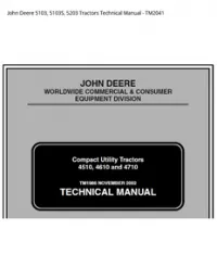 John Deere 5103  5103S  5203 Tractors Technical Manual - TM2041 preview