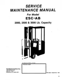 Yale ESC020AB  ESC025AB  ESC030AB Lift Truck Service Repair and Maintenance Manual preview
