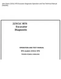 John Deere 225CLC RTS Excavator Diagnostic Operation and Test Technical Manual - TM2095 preview