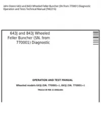 John Deere 643J and 843J Wheeled Feller Buncher (SN from 770001) Diagnostic Operation and Tests Technical Manual - TM2216 preview
