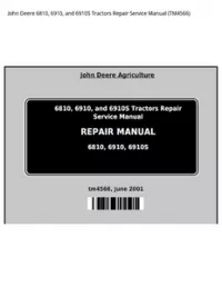 John Deere 6810  6910  and 6910S Tractors Repair Service Manual - TM4566 preview