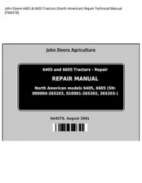 John Deere 6405 & 6605 Tractors (North American) Repair Technical Manual - TM4578 preview