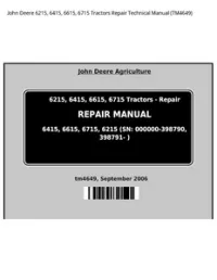 John Deere 6215  6415  6615  6715 Tractors Repair Technical Manual - TM4649 preview