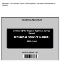 John Deere 5303 and 5403 Tractor (India) Diagnostic and Repair Technical Manual - TM4830 preview