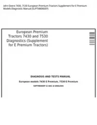 John Deere 7430  7530 European Premium Tractors Supplement for E Premium Models Diagnostic Manual - SUPTM8060EP preview