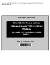 John Deere 6415  6615  7515 Tractors Diagnostic Operation & Test Technical Manual - TM8128 preview