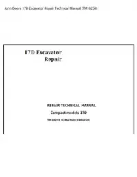 John Deere 17D Excavator Repair Technical Manual - TM10259 preview