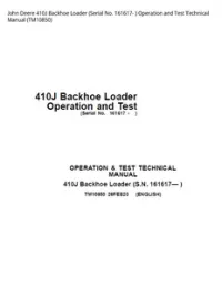 John Deere 410J Backhoe Loader (Serial No. 161617- ) Operation and Test Technical Manual - TM10850 preview
