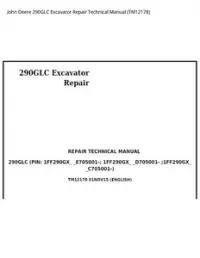John Deere 290GLC Excavator Repair Technical Manual - TM12178 preview
