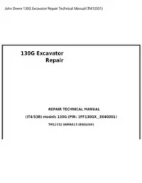 John Deere 130G Excavator Repair Technical Manual - TM12351 preview