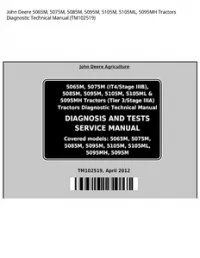 John Deere 5065M  5075M  5085M  5095M  5105M  5105ML  5095MH Tractors Diagnostic Technical Manual - TM102519 preview