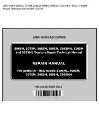 John Deere 5065M  5075M  5085M  5095M  5095MH  5105M  5105ML Tractors Repair Technical Manual - TM102619 preview
